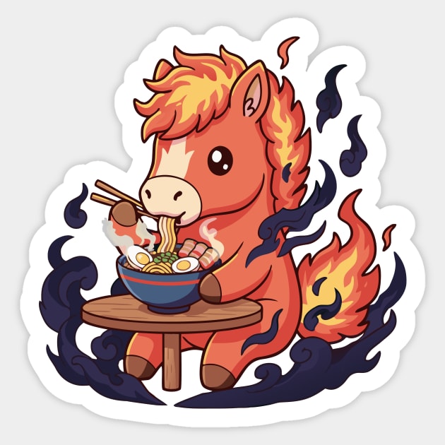 Horse Eating Ramen Sticker by CreativeSage